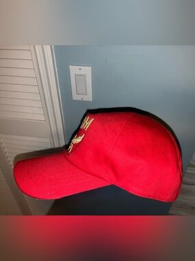 MCM Red Cap with Gold Logo